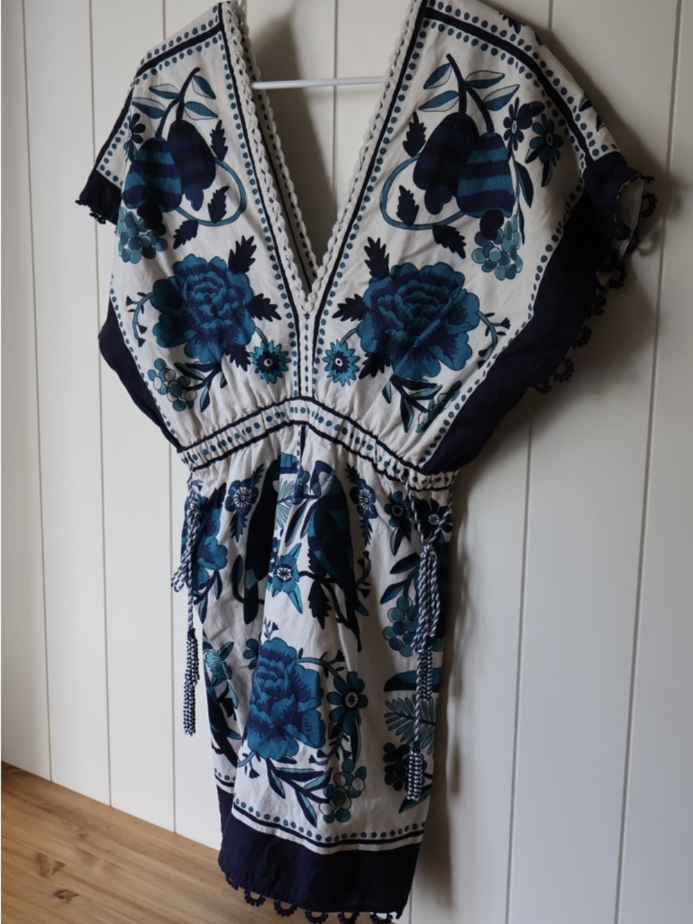 Farm Rio Tropical Tiles Linen Blend Floral Mini Dress Women’s M - Picture 6 of 11
